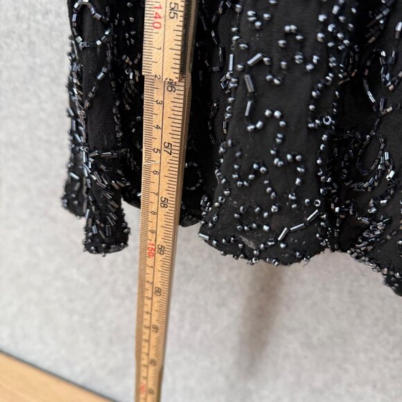 Scala Womens VTG Silk Gown Dress Size M Black Beaded High Neck Elegant Formal - Picture 16 of 16